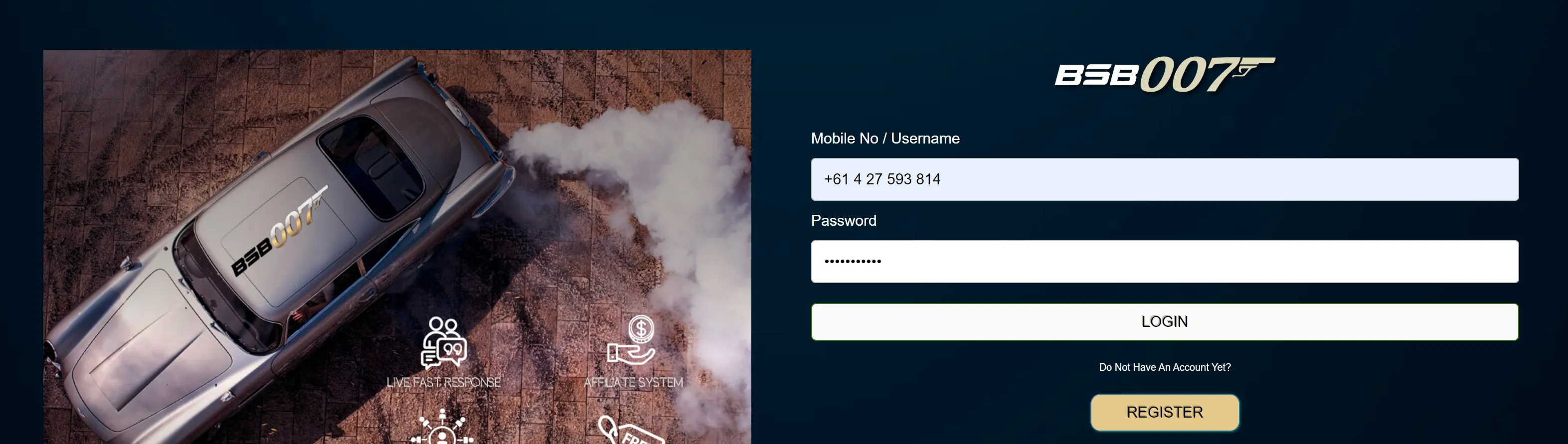 BSB007 secure login page with 2FA
